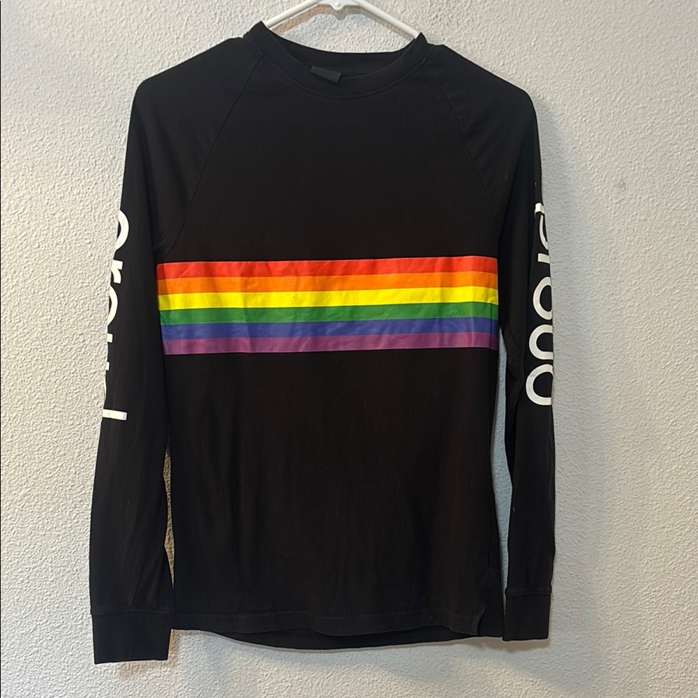 H&M Black Long Sleeve Shirt with Rainbow Stripe